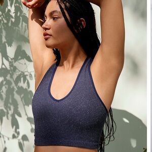 NWT Free People Movement 
LUREX Free Throw Crop Top
slight Shimmer 
XL
BLUE